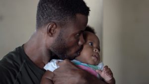 African american father with son